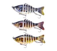 QLoztyse 3 Pieces Fishing Baits Multi Jointed Swimbait Artificial Lure Sharp Hooks Slow Sinking Hard Baits Lightweight Construction Suitable for Gift Giving Ho, Style A