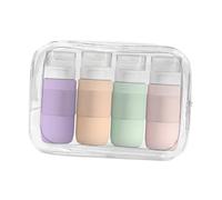QLoztyse 4 Pieces Travel Bottles Leakproof Toiletry Container Refillable Silicone Bottle with Wide Mouth Suitable for Carrying Shampoo Lotion Condition, Light Color