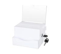 QLoztyse Acrylic Fundraising Box Voting Collection Container with 2 Keys, White