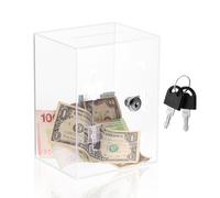 Qloztyse Acrylic Piggy Bank for Adults - Large Clear Money Saving Box Openable with Key Reusable Big Coin Containers with Lock for Real Bills and Coins Saver for Teens Boys Girls