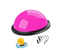 QLoztyse Balance Ball with Resistant Band Core Workout Half Exercise Training Equipment for Sports Gymnastic, Rose Red