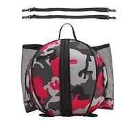 QLoztyse Basketball Case Ball Bag with Shoulder Strap Mesh Water Holder Duffel Bag Oxford Cloth Waterproof Suitable for Gym Travel School Sports Fields, red