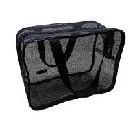 QLoztyse Black Men's Travel Toiletry Bag Made of Mesh with A Wide Nylon Handle, Lightweight And Multifunctional - Ideal for Holidays And Business Tr, 30x10x20cm