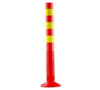 QLoztyse Bollard Post Reflective Flexible PU Parking Barrier Warning Traffic Sturdy Impact Resistant Suitable for Sensitive Area Hotel Roadway Pedestrian Zone, Red and Yellow