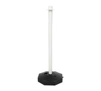 QLoztyse Caution Post Portable Traffic Street Stanchion Barrier with Fillable PE Base Suitable for Parking Lot Road Construction Garage Business Park, White