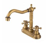 QLoztyse Ceramic Basin Faucet Featuring Copper Construction Antique Style Flexible Spout Handles Gentle Stream Suitable for Lavatory Washroom Use, Handwheel Style