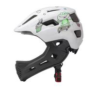 QLoztyse Children's Helmet with Light And Full Face Protection, Frog and White