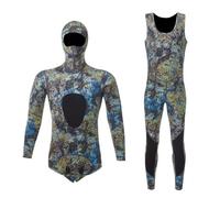 QLoztyse Diving Suit Neoprene Swimsuit Two-Piece Wetsuit Split Design Thermal Coverage Lightweight Easy Movement Material Suitable for Outdoor Water Sports Surfing, Mosaic, XXXL
