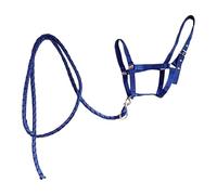 QLoztyse Halter with Reins, Headstall, Gift for Equestrian Enthusiasts, Horse Harness for Pasture, Trail Riding, Carriage Rides, Blue