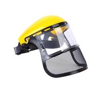 QLoztyse Hat Chain Saw Face Metal Mesh Visor Face Cover Grass Whacking Guard with Good Ventilation for Gardening Logging Farming W, Yellow