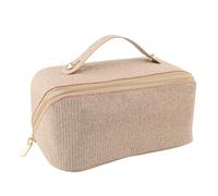 QLoztyse Large Capacity Travel Cosmetic Bag - Lay Flat Makeup Bag with Handle and Compartment Large Opening Glitter Cosmetics Organizer for Girl, Gold, L, Fashion