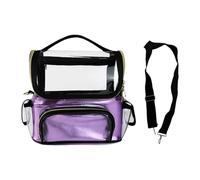 QLoztyse Makeup Case Makeup Organizer with Clear Holder Large Capacity Waterproof PU Travel Cosmetic Bag with Adjustable Divider Suitable for makeup, violet