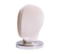 QLoztyse Mannequin Head Canvas Block Head Training Model Display Stand for Hairpieces Hats Headwear Covered with Cloth PVC Base Suitable for Salon, Beige Velvet