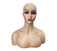 QLoztyse Mannequin Head Female Mannequin Head with Shoulder Accessory PVC Woman Mannequin Bust Model for DIY Makeup Hat Glasses Necklace Jewelry Display, White