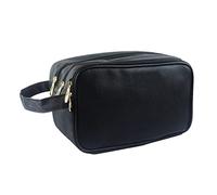 QLoztyse Toiletry Organizer Bag Travel Toiletry Accessories Cosmetic Case PU Leather Shaving Bag Waterproof Zippered Handcrafted Suitable for Men Women Husband