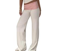 QLQLWDD Women Fold Over Leggings Yoga Pants Y2k Low Rise Stretchy Lounge Sweatpants Workout Athletic Vintage Bottoms (A White, S)