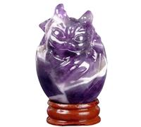 QLRSUXN 5.8cm Crystal Easter Dragon Egg Statues, Amethyst Eggs with Dragon Inside, Crystal Hatching Dragon Eggs Figurines, Polished Healing Reiki Crystal Eggs for Decorations and Gifts