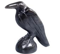 QLRSUXN Natural Black Obsidian Raven Figurine 2" Healing Crystal Animal Statue, Lucky Guardian Pocket Crow Figurine Gift for Women Gift Raven Statue for Office Home (Silver Obsidian Raven)