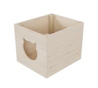 QLS Cat House Wooden Box for Kallax Shelf 33x38 x29 cm Untreated