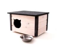 QLS Dog House Cat House 57X47 Cm Made Of Wood Insulated Weatherproof