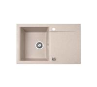 QLS Quartz Composite Kitchen Sink 76x44 cm Beige | Modern kitchen sink with reversible installation, scratch-resistant, heat-resistant, UV-resistant, automatic siphon included