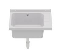 QLS SELVA White Rectangular Utility Sink Single Bowl Wall Mount, Heat-Resistant