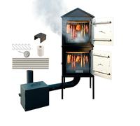 QLS Steel Smoker 50x50x120 cm with Firebox | Two-chamber system with thermometer and adjustable air supply, ideal for smoking meat, fish, and cheese up to 20 kg