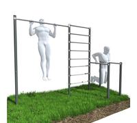 QLS Street Workout Set ZO6-60 Pull-Up Bar & Dip Station Outdoor Bar Wall