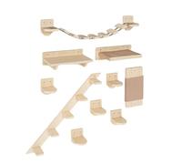QLS Wall-Mounted Cat Climbing Set Pine Wood 10 pcs