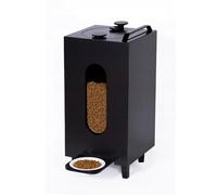 QLS Wooden 20 L Dog Food Dispenser with Bowl Black