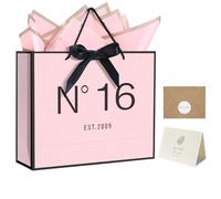 QLSKO 13" Birthday Gift Bag with Card Envelope Sticker Bow Ribbon and Tissue papers for Women Girls Design with Handles,13th-100th (EST.2009 16th)