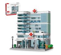 QLT 3-Story City Hospital Building Blocks with Lights, Miniature City Architecture Gift for Boys, Girls, and Adults Aged 8-16 (1350 PCS)