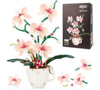 QLT 567PCS Pink Orchid Flowers Building Blocks Set, Artificial Flower Botanicals Kit for Adults, Compatible with Lego, DIY Home Decoration Kit, Flowers Home Decor Gift for Mother's Day, Valentine Day