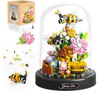 QLT Bee Flower Bouquet Micro Mini Building Sets, Animals Flowers Botanical Collection Toy for Adults, Valentine's Day for Her Mom Women Wife Girlfriend (588 PCS)