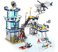 QLT City Police Station Police Toy, Compatible with Lego City Police Building Blocks, with Helicopter, Ship, 565PCS Gift for Boys Girls Ages 6-12