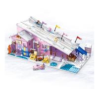 QLT City Winter Ski Lodge Building Block Set for Kids - Compatible with Lego City Snowy Mountain Adventure with Slope, Ski Equipment, and Cozy Lodge Details - STEM Ideal for Girl Ages 6+