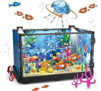 QLT Fish Tank Pets Goldfish Building Blocks Kits with LED Lights, Creative Sea Animals Model Gifts for Kid and Adult(725Pieces)