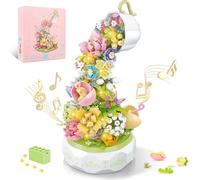 QLT Flowers Botanical Collection Music Rotating Box Building Block with Light (575 PCS), Compatible with Lego Flowers 8+ Girl's Toys for Mother's Day, Valentine and Birthday Gifts