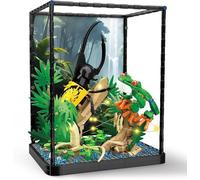 QLT Ideas construction kit with tropical rainforest animals, clamp-on building blocks, reptile landscape with LED light toy for children aged 10-14 and adults