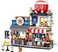 QLT Japanese Street View Takoyaki Shop Mini Building Blocks, MOC Creative Japanese Toys for Girls 6-12 Years Old, 722 Pcs Simulation Architecture Construction Toy, Gift Idea for Kids Adults