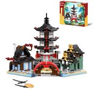 QLT QIAOLETONG MOC Temple Building Set, Ninja Warrior Temple Samurai Pagoda Scene Construction Toy with Bridge and House,Compatible with Lego (692PCS)