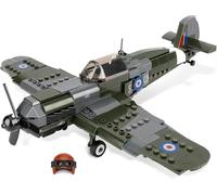 QLT QIAOLETONG WW2 Spitfire Fighter Aeroplane Clamping Blocks, City Aeroplane Gifts for Adults from 6-18 Boys Years, WW2 SetCollectors, 290 Pieces