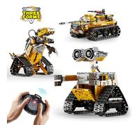 QLT Technik Robot RC Construction Toy 3in1 Remote Control Wall Robot/Tank/Dino Toy Gift for Children Ages 8-12+ Boys Girls 632 Pieces(Requires the installation of a battery)