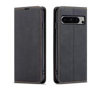 QLTYPRI Case for Google Pixel 8 Pro, Premium PU Leather Cover TPU Bumper with Card Holder Kickstand Hidden Magnetic Adsorption Flip Wallet Case Cover for Google Pixel 8 Pro - Black