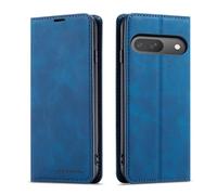 QLTYPRI Case for Google Pixel 9/9 Pro, Premium PU Leather Cover TPU Bumper with Card Holder Kickstand Hidden Magnetic Adsorption Flip Wallet Case Cover for Google Pixel 9/9 Pro - Blue