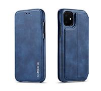 QLTYPRI Case for iPhone 11 Pro Max, Vintage Slim Magnetic Closure PU Leather Case with Stand Function & Credit Card Slot Holder Shockproof Flip Wallet Case Cover for iPhone 11 Pro Max - Blue