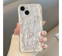 QLTYPRI Case for iPhone 15 Pro Max, Cute 3D Bow Knot Roman Column Border Shape Glitter Case for Girls Women, Soft Silicone TPU Bumper Shockproof Protective Phone Cover for iPhone 15 Pro Max - White