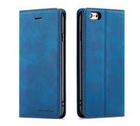 QLTYPRI Case for iPhone 6 iPhone 6S, Premium PU Leather Cover TPU Bumper with Card Holder Kickstand Hidden Magnetic Adsorption Flip Wallet Case Cover - Blue