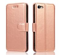 QLTYPRI Case for iPhone 6 Plus 6S Plus, Premium PU Leather Simple Wallet Case with Card Slots Kickstand Magnetic Closure Shockproof Flip Cover - Rose Gold