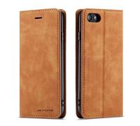 QLTYPRI Case for iPhone 7/8/SE 2020/SE 2022 5G, Premium PU Leather Cover TPU Bumper Card Holder Kickstand Hidden Magnetic Adsorption Flip Wallet Case Cover for iPhone SE 2022/SE 2020/8/7 - Brown
